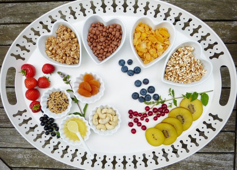 tray, breakfast, muesli